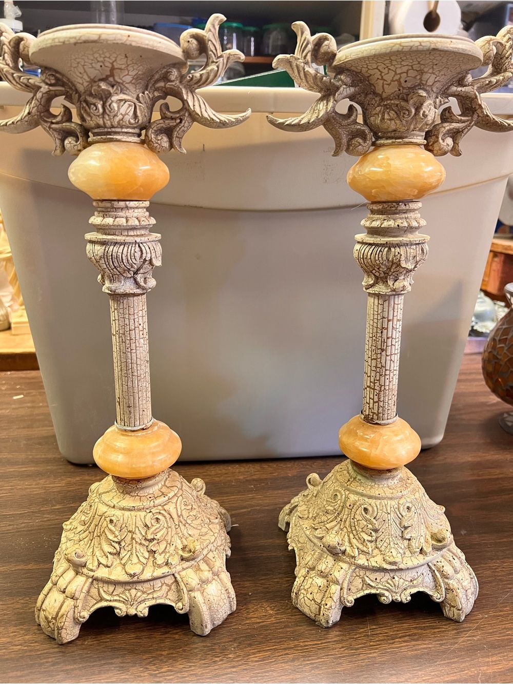 Vintage Ornate Hollywood Regency Candlesticks - Pair of 2